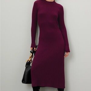 Thakoon Mock Kneck Sweater Dress Maroon